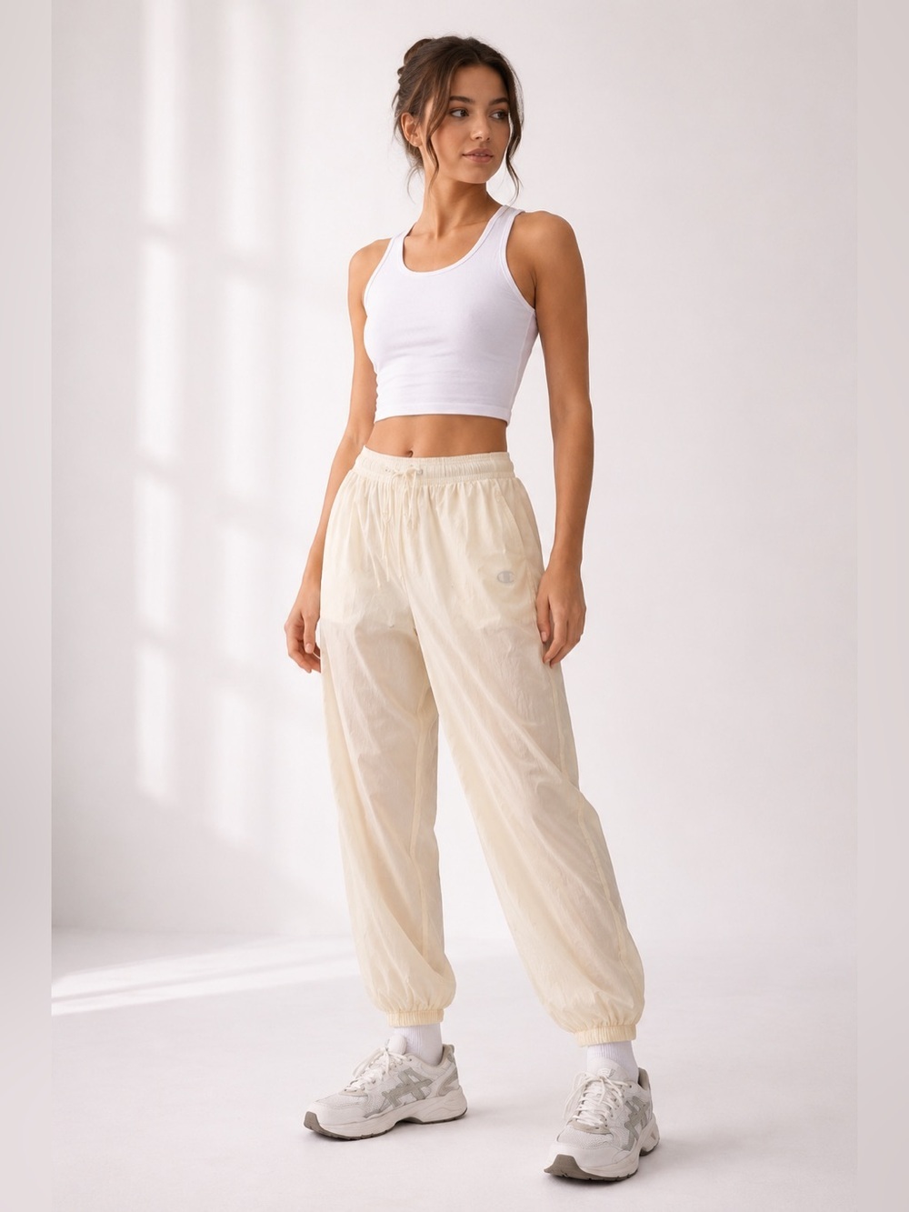 Champion‎ Semi-Sheer Soft Yellow Cream Baggy Clean Girl Athletic Joggers Size XS
